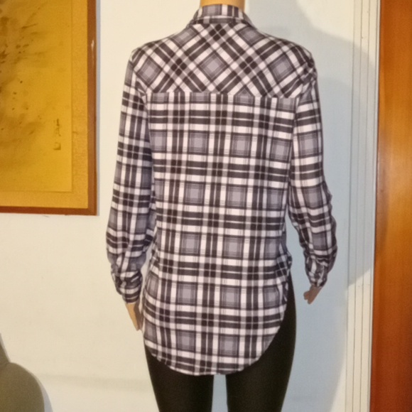 Anthropologie Eden and Olivia Checkered Plaid Knit Flannel - Picture 4 of 5